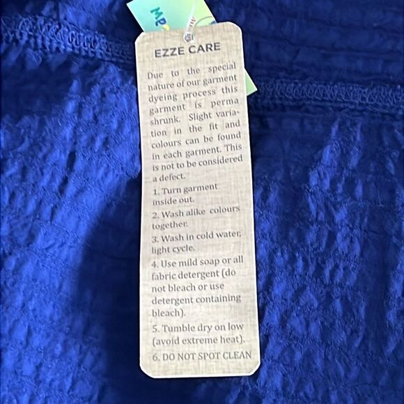 Ezzewear Wear Blue Relaxed Snap Button Down Shirt Textured Sleeveless Canada NWT - Picture 9 of 11